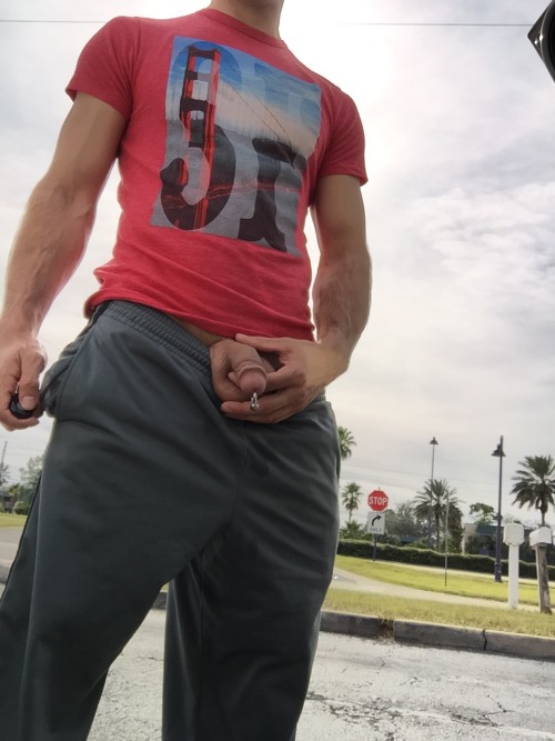 exposedhotguys: Flashing my dick next to a busy road! Check out all the cars passing by! To see more