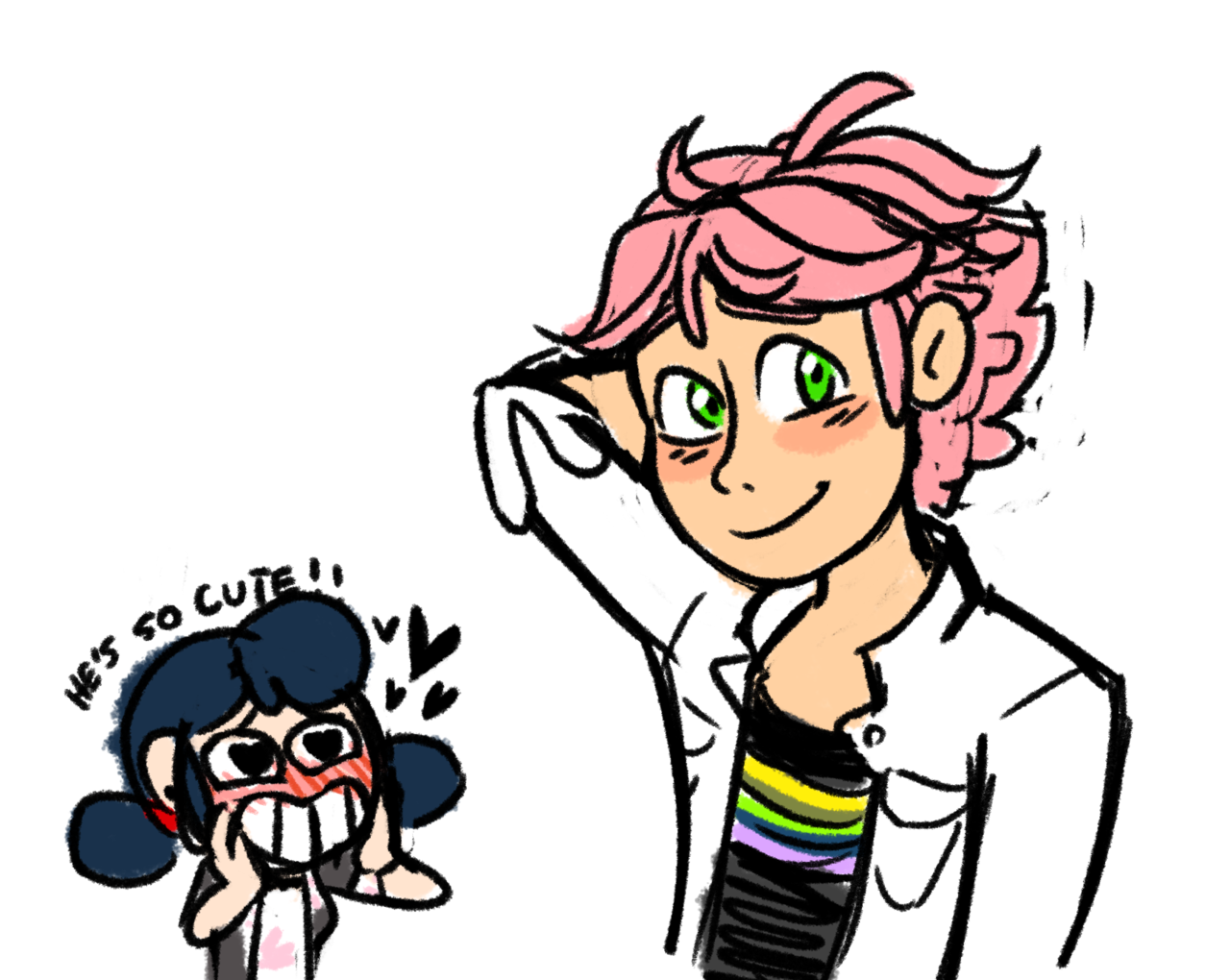 buggachat: adrien buys some temporary hair dye in an act of teenage rebellion to