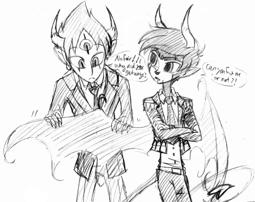 Tom: “No fair!!!! Why did YOU get wings?!”Marco: “Can you fix me or not?”Som