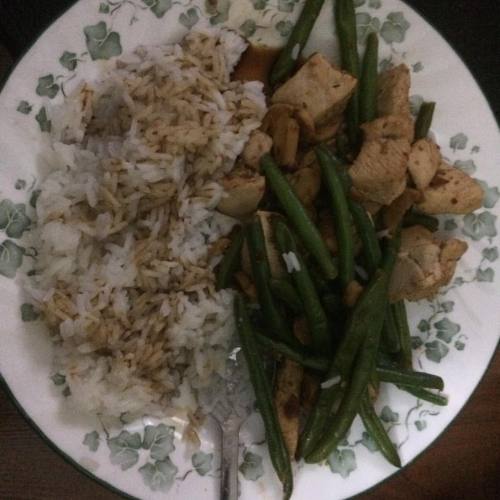 #Chicken, #mushrooms, #green Beans #balsamic Vinegar #red Chili Pepper Flakes #garlic