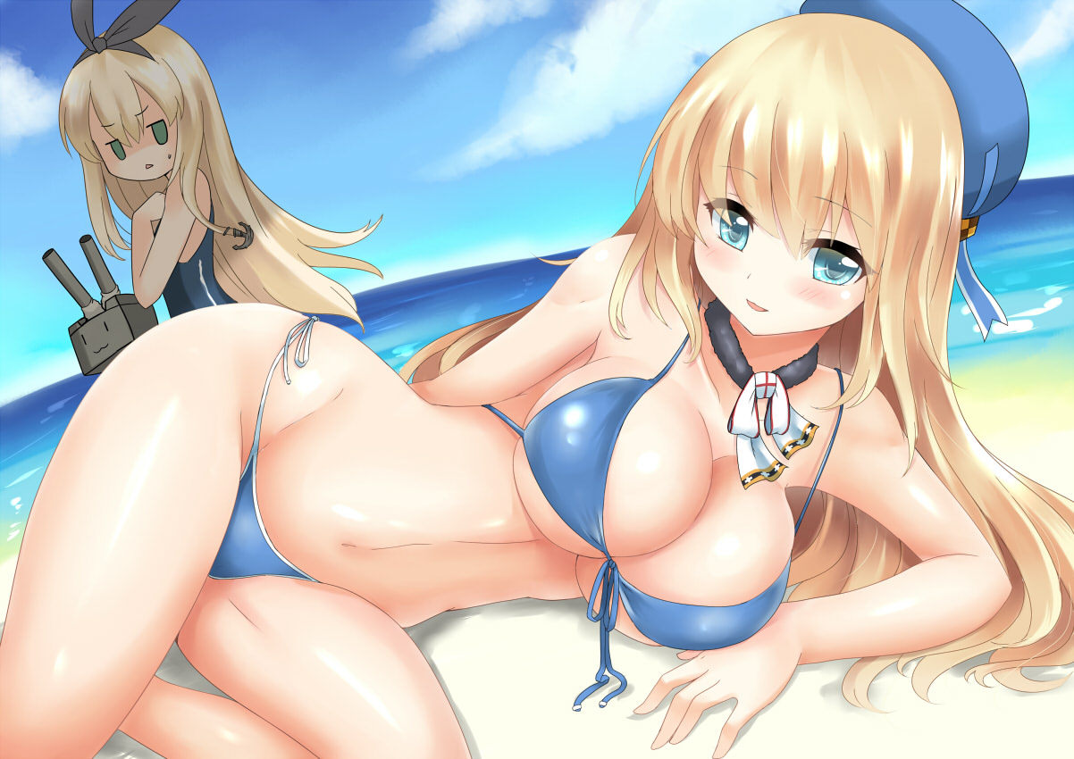 zan66:  anthropomorphization atago (kancolle) bikini cleavage kantai collection miyukirei