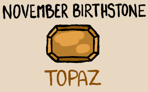 The birthstone for November is topaz. Topaz is a great stone to bring about success. To see other bi