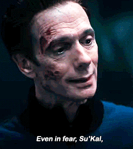 discoverysource:It’s okay to be afraid.[start id: two gifs of Saru from Star Trek Discovery, He appe