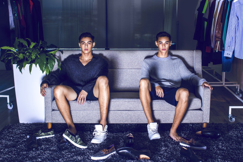 tofftumbles:  On The Double Kevin Redder and Erie Obsena for H&M // The Philippine Daily Inquirer Photography: Toff Tiozon Styling: RJ Roque Makeup: Justine Del Rosario & Paulo Maranan Hair: Jet Babas
