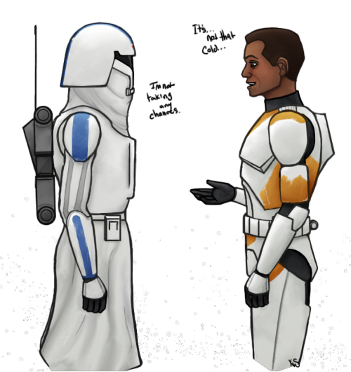 stories-to-the-end: More snowy clones! now with Kix and Jesse sledding, and Wolffe drinking hot choc