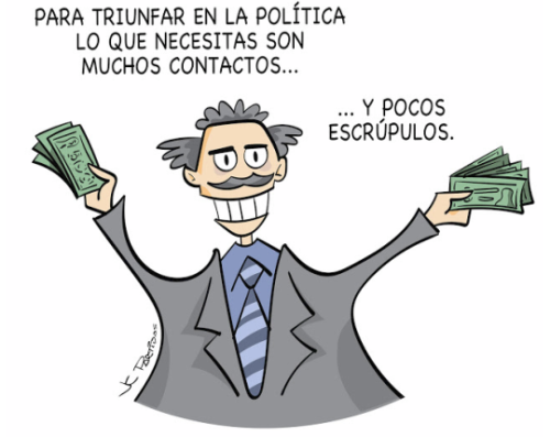 puroespanol:To succeed in politics, what you need is… a lot of contacts and few scruples.