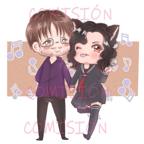 #Comisión de Nishimura Fuyuko en FB uvu #chibiart #couple #sings #musicnotes #digitaldrawing 