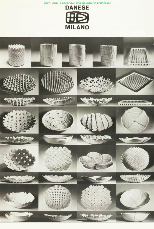 Enzo Mari, Samos bowls, model S/B, 1973. Glazed porcelain. For Bruno Danese, Milano. Via MoMA. Poste