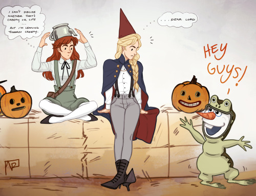 ice-bjorn:Anna and Elsa as Greg and Wirt from Over The Garden Wall! (and Olaf as the frog Jason Fund