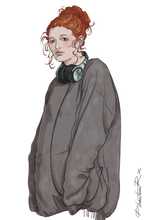 phantomrin:Pamela Dawes - sketch(“Ninth House” by @lbardugo)Dawes in her noise canceling headphones.