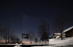 archatlas:  Mirrored Invisible CabinCalled The Casa Invisible, this movie cabin was constructed by the architecture agency Delugan Meissl Associated Architects. Its stunning and unique design allows its mirrored facade, made from prefabricated wood,