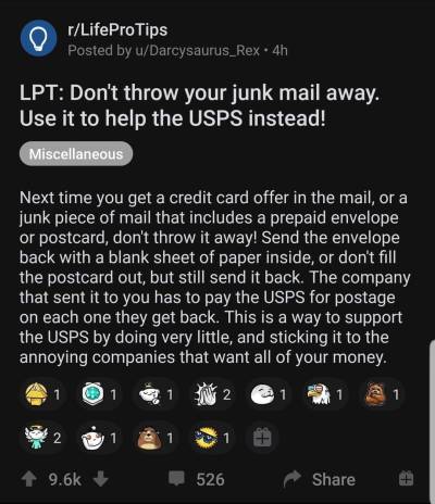 barrebard:thurisazsalail:feminismandmedia:LPT: Don&rsquo;t throw your junk mail