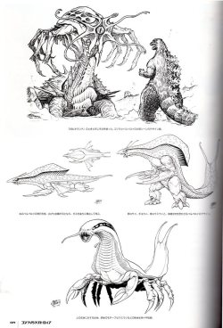 chernobog13:Various design sketches of Destroyah by Shinji (Mash) Ishikawa.