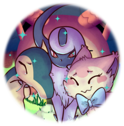 kiwibaskerville:  Hey look it’s my Pokémon Mystery Dungeon team Cyndaquil’s name is Tweek, Skitty is Kiwi ( me rawr ) and Absol is Bo  I love my squad 