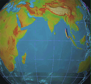 Boxing Day Tsunami water elevation.From epicenter to the furthest places that suffered