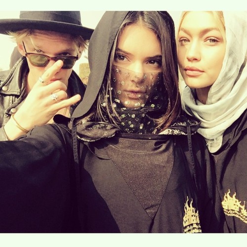 jenner-news:   Angie:   “Gorgeous 3 in Dubai ❤️ @codysimpson @kendalljenner @gigihadid” 