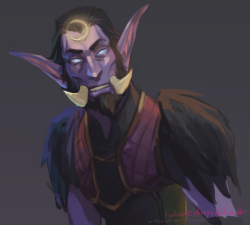 fatherentropy: Thought I’d paint one of the various sketches I have of everyone’s favorite nelf-troll druid. Kind of half done ‘cause I really just wanted to work on his face and I want to work on other things tomorrow, lmao one of these days I