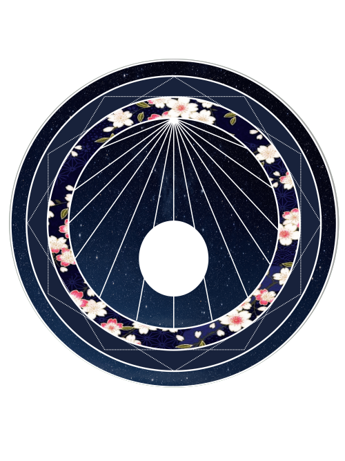 Cosmic Circles - Navy Blue + CrimsonReprenting the Earth enlighted by sunrays in a minimalist, geome