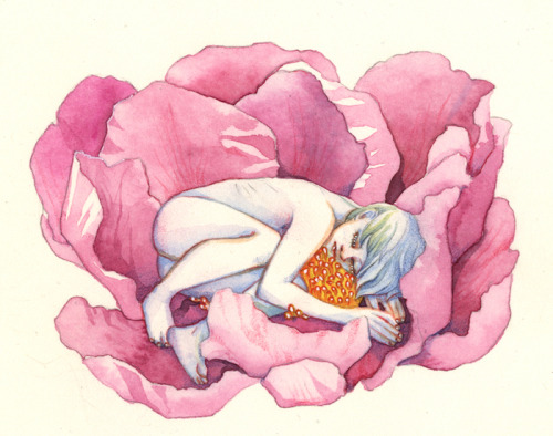 Bluealaris aka Viva (USA) - Blooming Child, 2013  Paintings: Watercolors on HotPress