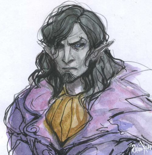 erika-xero:Watercolor sketches of my Dragonborns, Champion of Cyrodiil and Nerevarine (yep, I love d