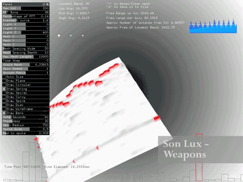 prostheticknowledge:  Sonic Prints Software by Blair Neal turns audio into 3D meshes in realtime, which can be 3D Printed:   Using openFrameworks and ofxFFT to generate 3D Meshes of sound data for use in 3D printing. This is very much a work in progress,