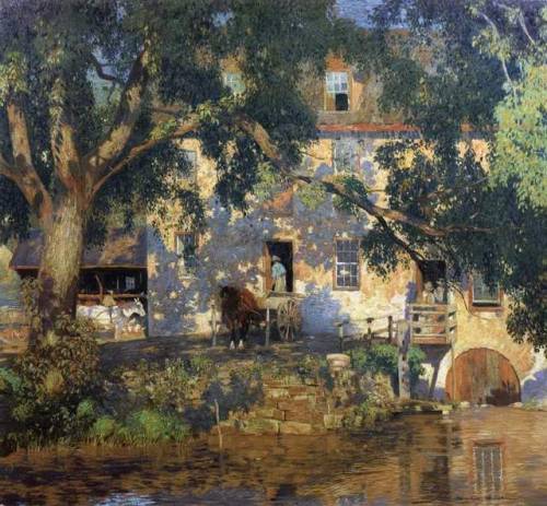 indigodreams:Daniel Garber The Old Mill (1921) by Daniel Garber (1880 - 1958). Oil on canvas.