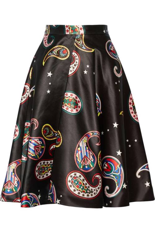 paisley-style:Paisley-print satin skirt