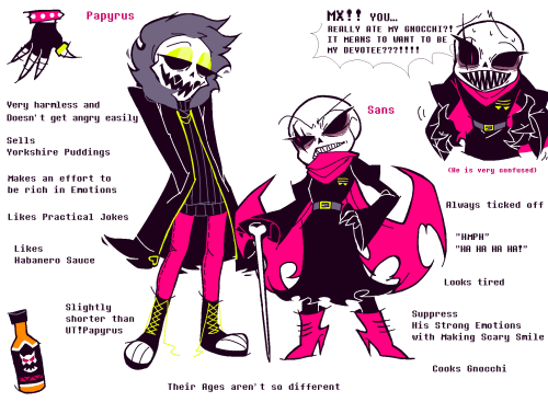 fellswapmagenta:  Character Info Sheet Papyrus and Sans