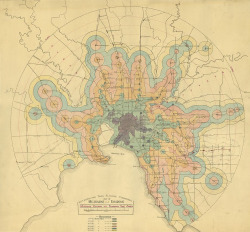 mapsdesign:  Isochrone map of Melbourne trains