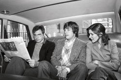 harryandcarrison:Harrison Ford, Mark Hamill, and Carrie Fisher share a London cab in 1980 during promotion for The Empire Strikes Back.