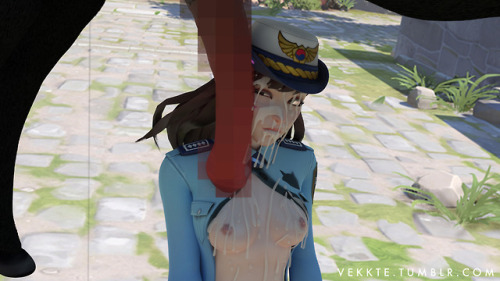 vekkte: Officer D.Va x Horse Cum Someone asked for a version with this outfit and more cum. Enjoy.  4k & Uncensored 