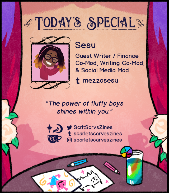 This is a mod spotlight for Sesu, Social Media mod, Finance Co-Mod, Writing Co-Mod, and Guest writer! Their favorite Deltarune quote is: "The power of fluffy boys shines within you.".