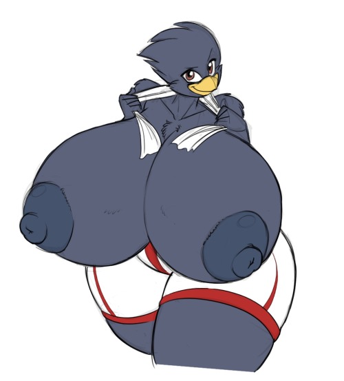 Both she and Wave  seem to go to the same gym, or at the very least buy the same brand of  shorts. Wonder if it’s because the fabric’s easier on feathers if the  latter, and wonder if there’s any other sexy avian members if the  former.A