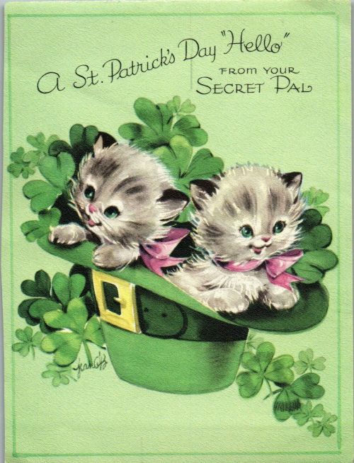 ‘A St. Patrick’s Day “Hello” From Your Secret Pal’St. Patrick’s Day greeting card (c. 1950). St Patr