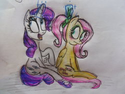 rarishypie:  Rarity and Fluttershy by CAMIKOOPA