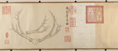 Paintings of deer antlers, made by the Qianlong emperor of China, who ruled from 1736-1796. The empe