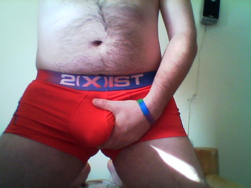 imhereforthemen:  what was that about favorite underwear? that jock is a little small when im hard ;). I’m intrigued by that “Sexy Bastard” pair…  (thatonecubjon) 