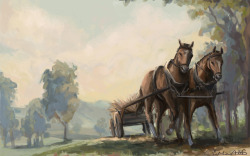 vanillakiwi:  Horse drawn Wagon 
