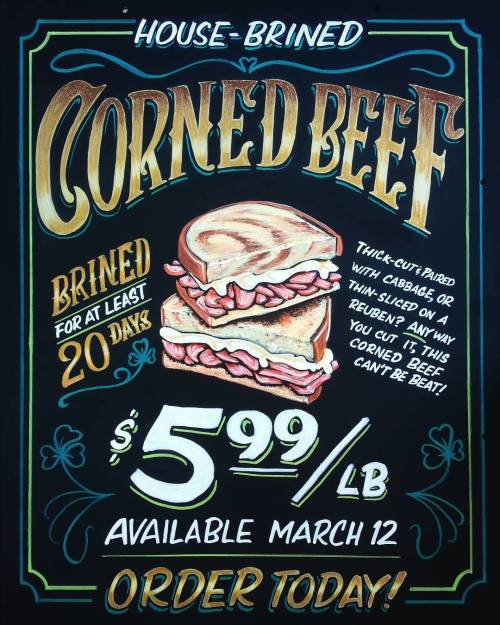 Bucket pole sign for house-brined corned beef! Get you some!
