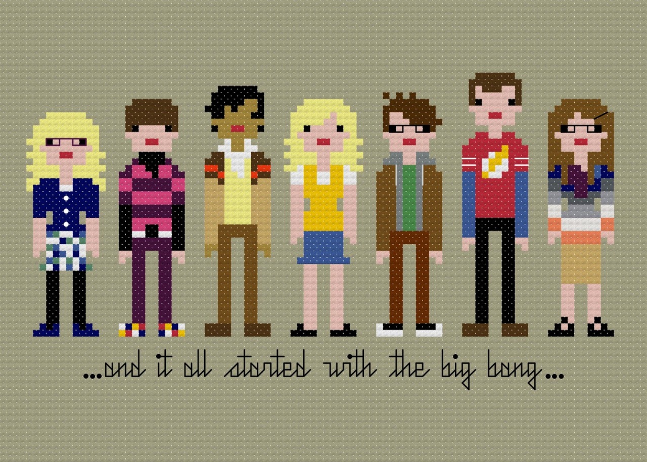 big-bang-bazinga:  Cross Stitch Big Bang Theory. Even in cross stitch they look pretty