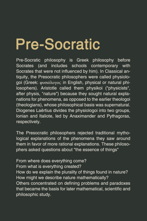 fyp-philosophy:Pre-Socratic philosophy Reference: Presocratic Philosophy, Stanford Encyclopedia of P