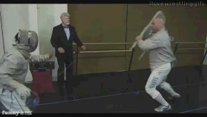 mindhost:  Now here’s a sport fencer that hasn’t forgotten what the old masters knew: “all fighting comes from wrestling”. 