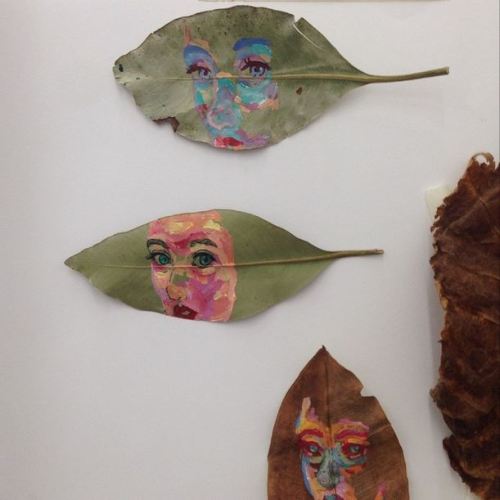Some recent self portraits on leaves