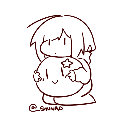 shunao: i got a giant kirby pancake from a fan. so i’ve been squishing the big orb.