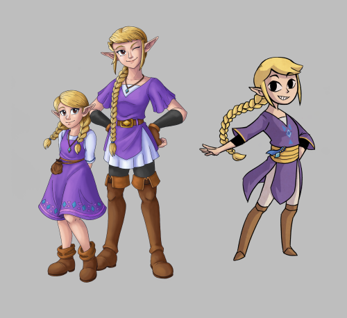 I wanted to try some style exercises, so here’s my old Zelda oc Kyra in the styles of differen