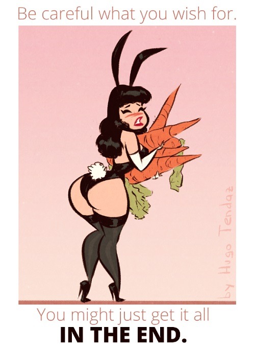   Bunny Girl - Big Wishes - Cartoony PinUp SketchBe careful, but always dream BIG