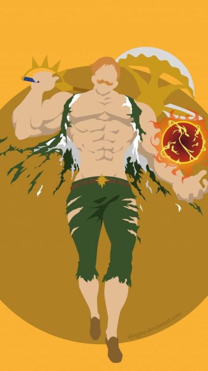 Minimal, Escanor, The Seven Deadly Sins, artwork, anime boy, 720x1280 wallpaper @wallpapersmug : htt