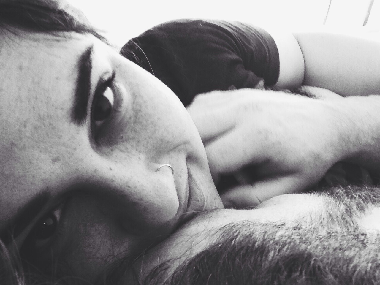 treeometry:Triad in bed. It’s so wonderful to be in love like I am. I have such