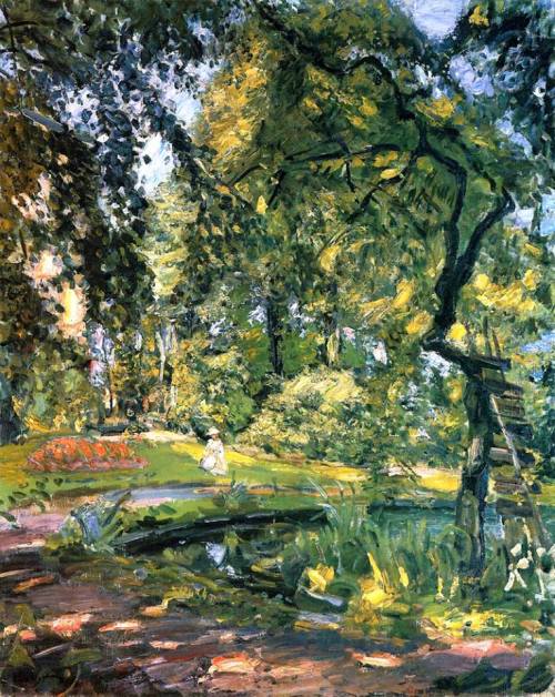 master-painters: Max Slevogt  - Garden in Godrammstein with Overgrown Trees and Pond - 191