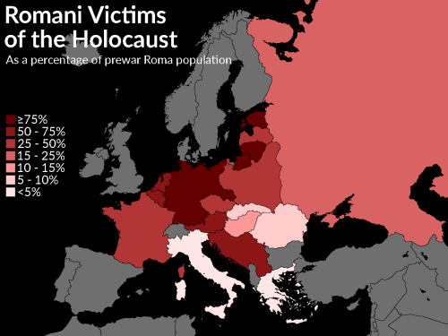 mapsontheweb: Romani victims of the Holocaust as a percentage of the total pre-WW2 population. Keep 